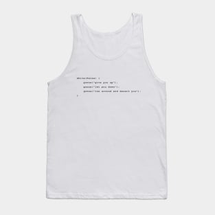 Never Gonna Give You Up 3 Lines Black Tank Top
